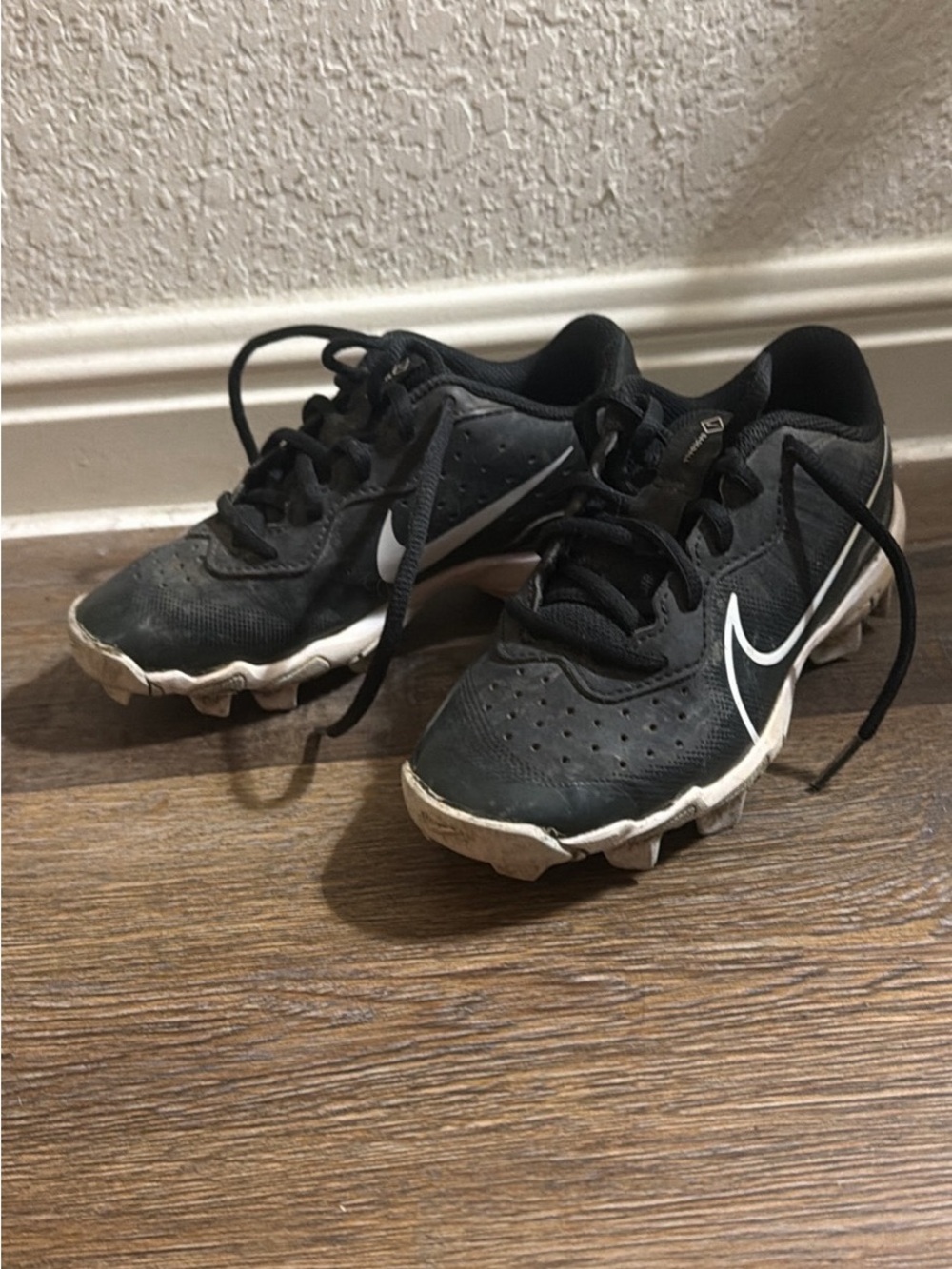 Nike Kids Black Sneakers with White Swoosh